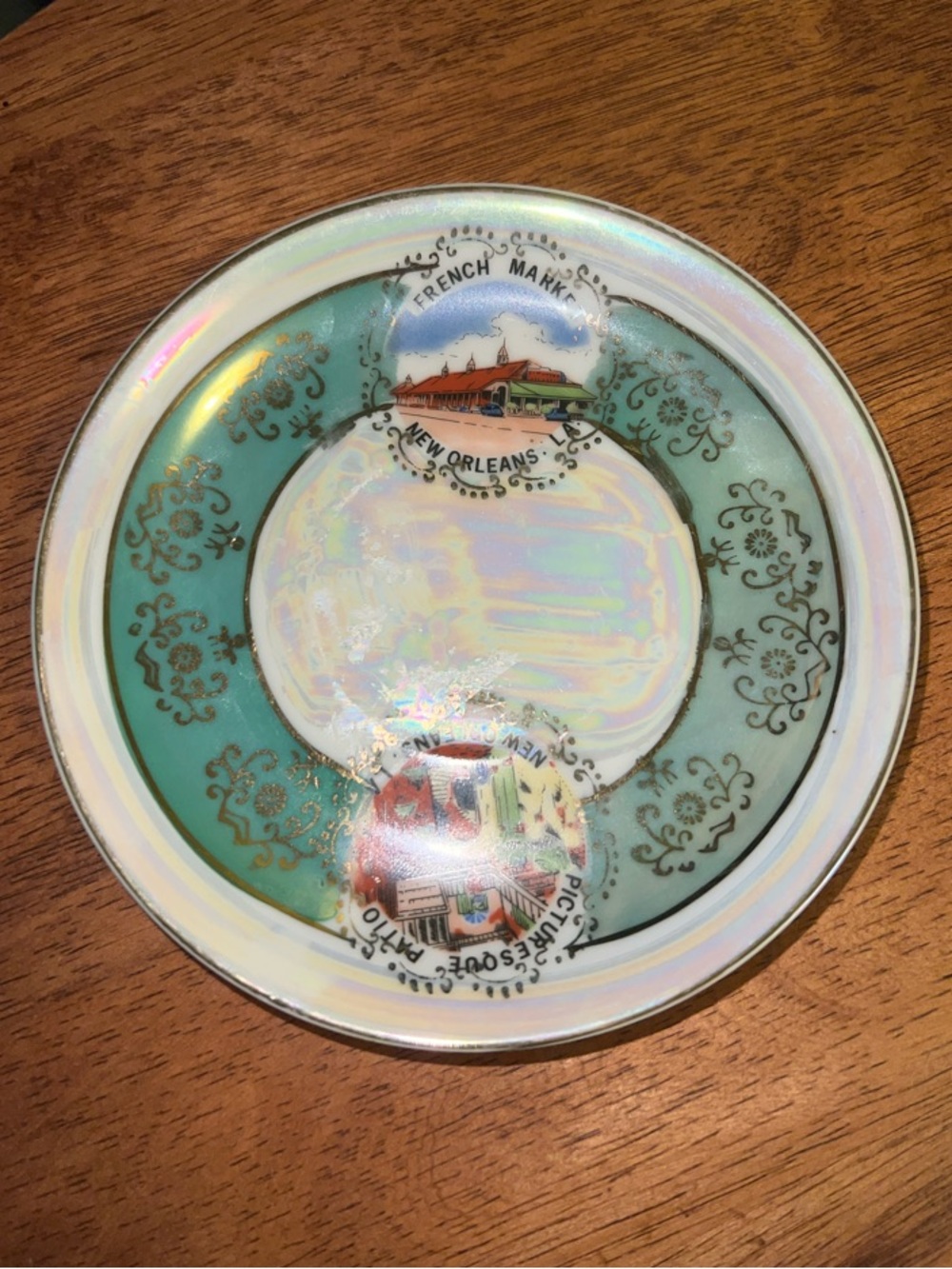 Iridescent Souvenir saucer Plate - French Market New Orleans